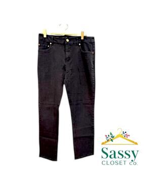 ✨ ERIC Black Cropped Skinny Jeans Rose Gold Grommets 10 x 25 EUC 👖